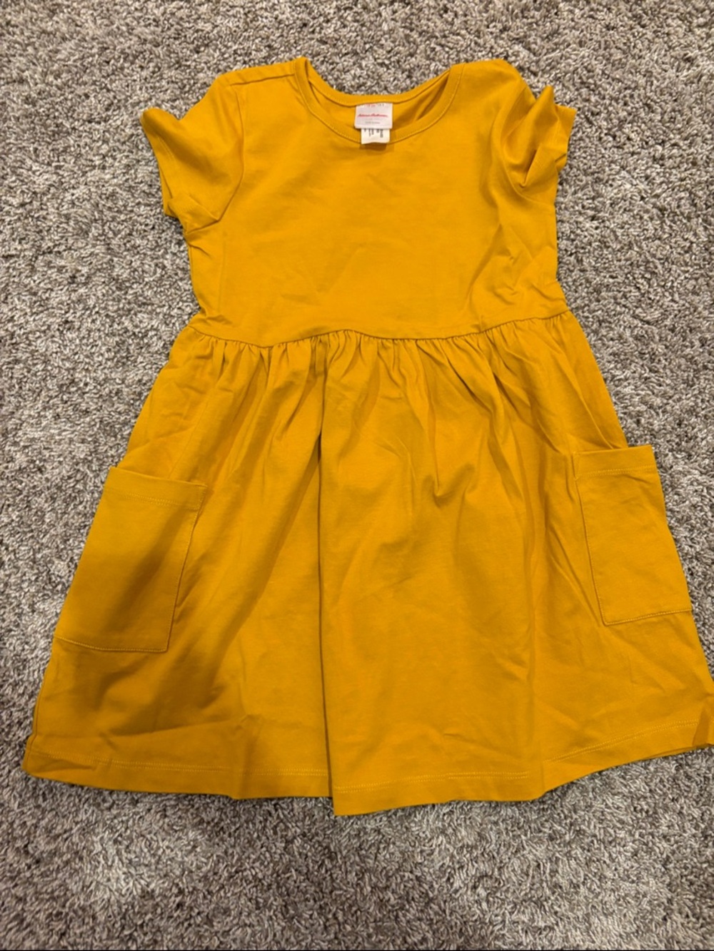 Hanna Andersson Mustard Short-Sleeve Pocket Dress